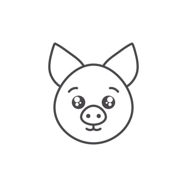 cute pig animal farm line style icon