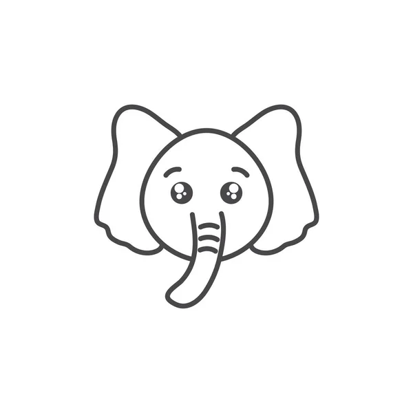 Carino elefante selvaggio animale linea stile icona — Vettoriale Stock