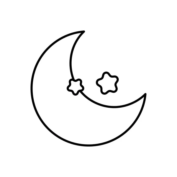 Half moon and stars decoration thick line — Image vectorielle