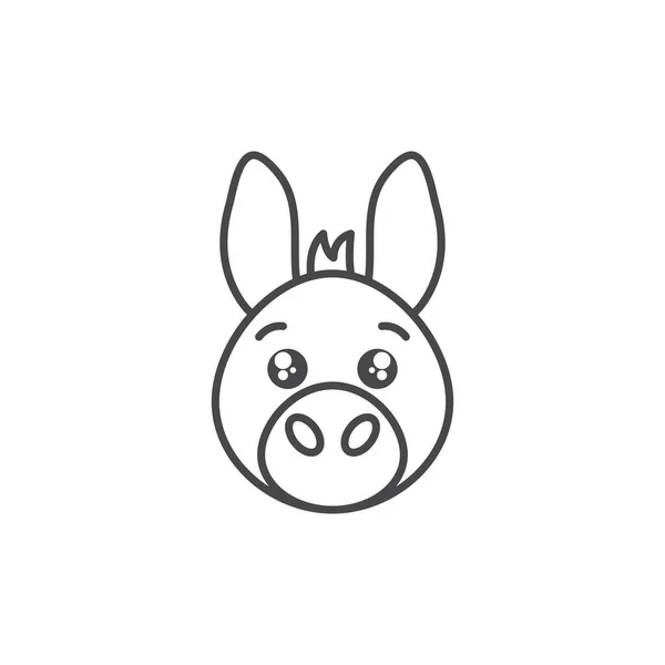 Cute donkey animal farm line style icon — стоковый вектор