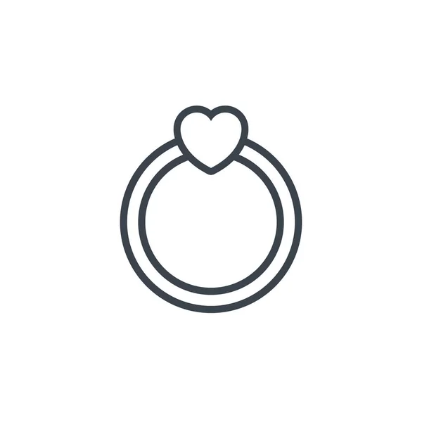 Wedding ring heart icon line design — Stock Vector