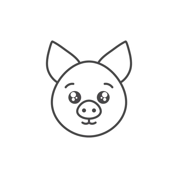 Cute pig animal farm line style icon — стоковый вектор