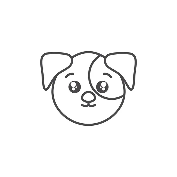 Cute dog domestic animal head line style icon —  Vetores de Stock