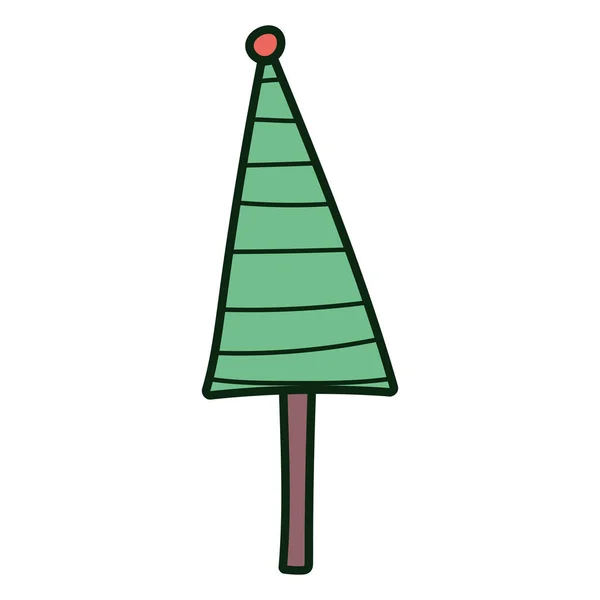 Pine tree with ball decoration merry christmas icon — Vector de stock