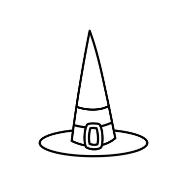 happy halloween celebration witch hat costume thick line