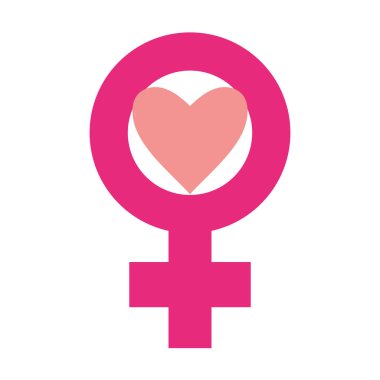 heart love with female gender symbol pop art style