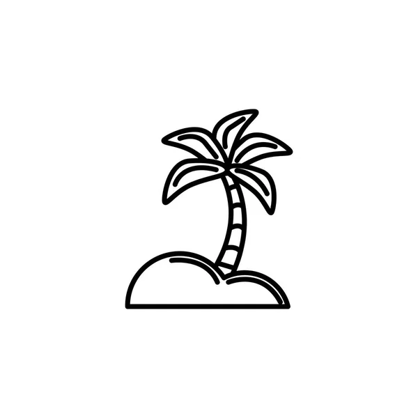 Palm tree tropical summer icon line —  Vetores de Stock