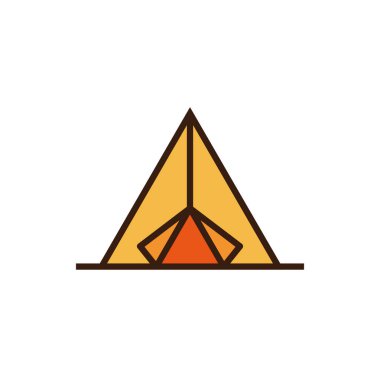 İzole edilmiş çadır simgesi çizgisi ve vektör tasarımı