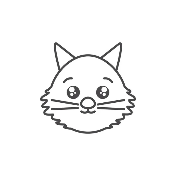 Niedliche Katze Haustier Kopf Linie Stil-Ikone — Stockvektor
