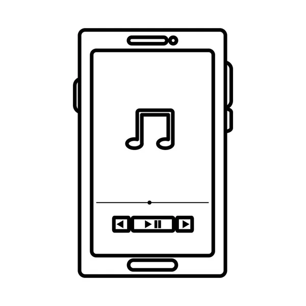 Smartphone with music player application — Stockvector