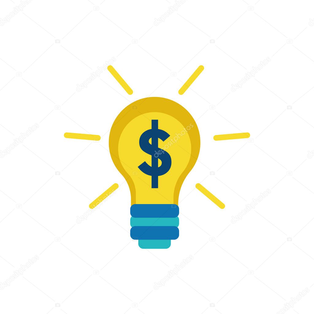Isolated light bulb and money icon flat vector design