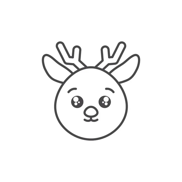 Cute reindeer woodland animal line style icon - Stok Vektor