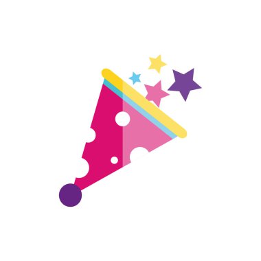 Mutlu yıllar konfeti ikonu düz vektör tasarımı