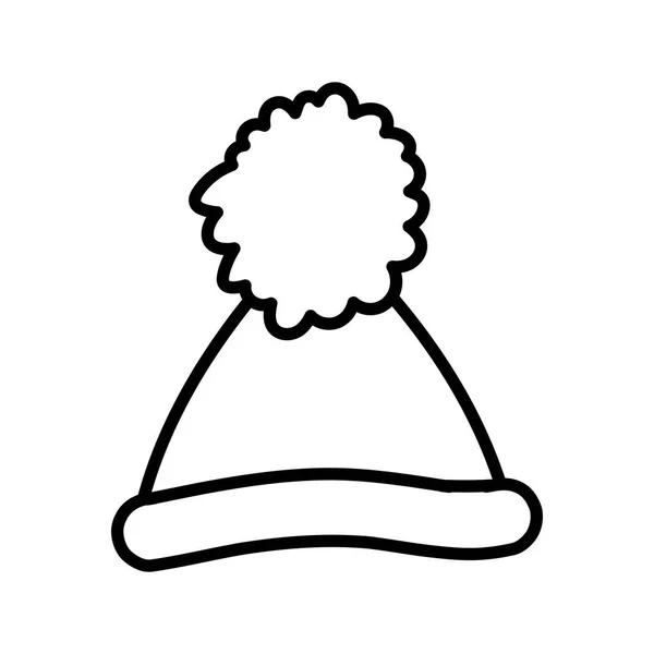 Varm hatt med pom pon tillbehör ikon tjock linje — Stock vektor
