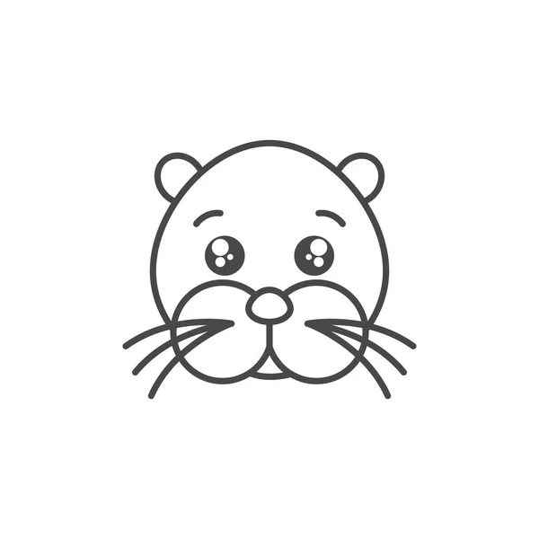 Cute seal marine animal line style icon – stockvektor