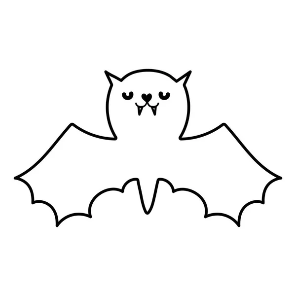 Feliz halloween celebração morcego com asas abertas estilo de linha —  Vetores de Stock