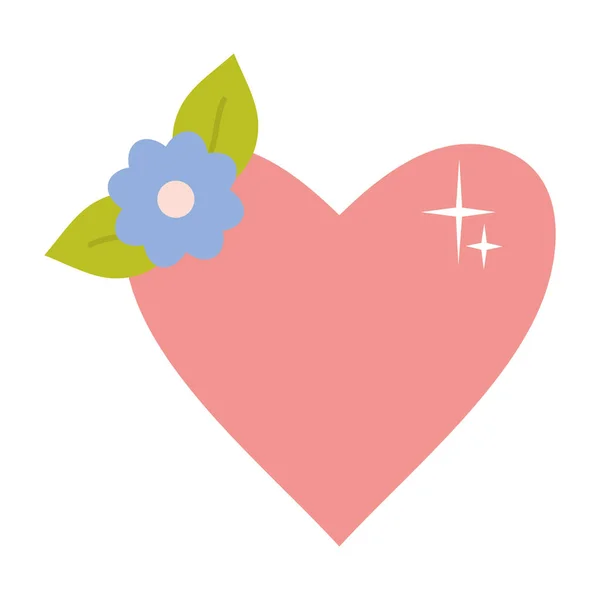 心之爱与花朵装饰流行艺术风格 — 图库矢量图片