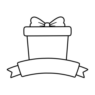 Hediye kutusu kurdele dekorasyonu mutlu noel çizgisi tarzı