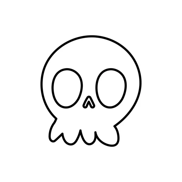 Happy halloween celebration scary skull cartoon thick line — Stock Vector