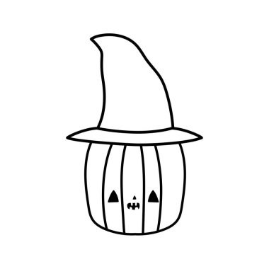 Cadılar Bayramı 'nız kutlu olsun. Şapka tarzı tüyler ürpertici balkabağı süslemesi.