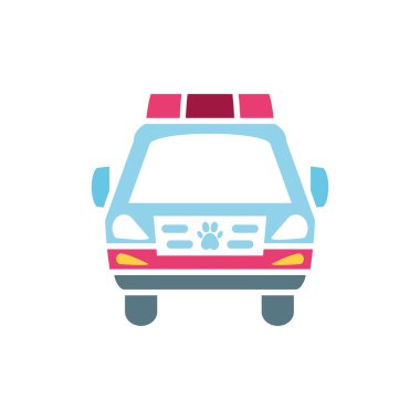 Tecrit edilmiş veteriner ambulansı düz vektör tasarımı