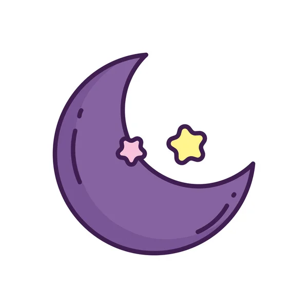 Purple half moon and stars decoration — Image vectorielle