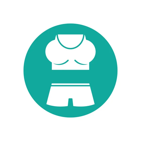 Izolovaná tělocvična ženské tkaniny ikona blok design čáry — Stockový vektor