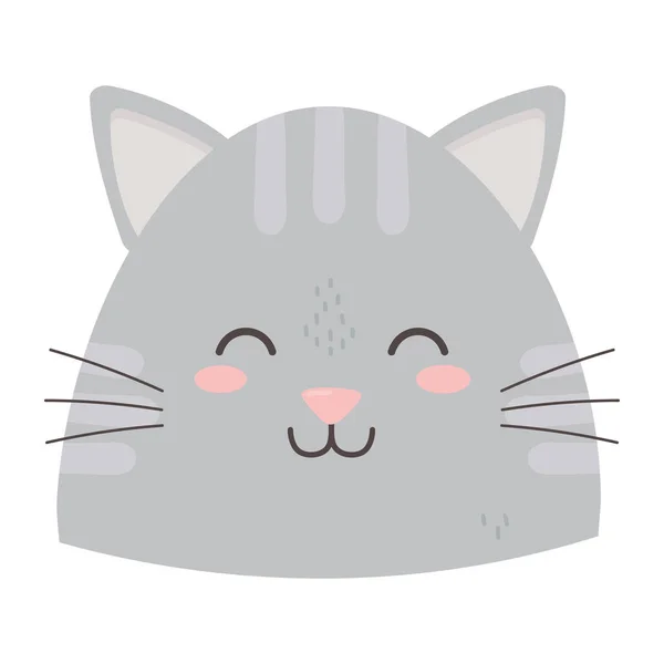 Cute gray cat head close eyes — Stock Vector