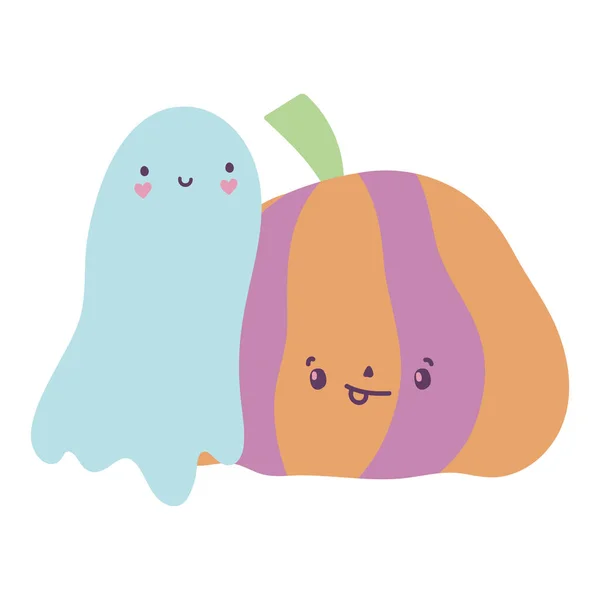 Happy halloween celebration creepy pumpkin and ghost decoration — ストックベクタ