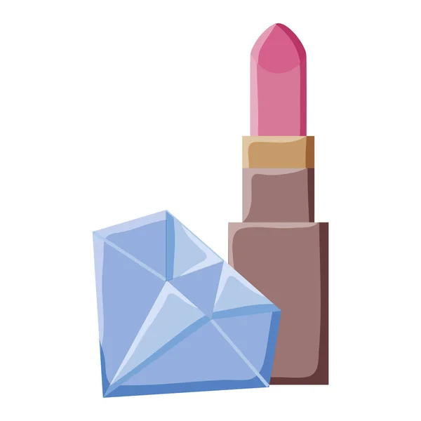 Lipstick make up with diamond pop art style — Vetor de Stock