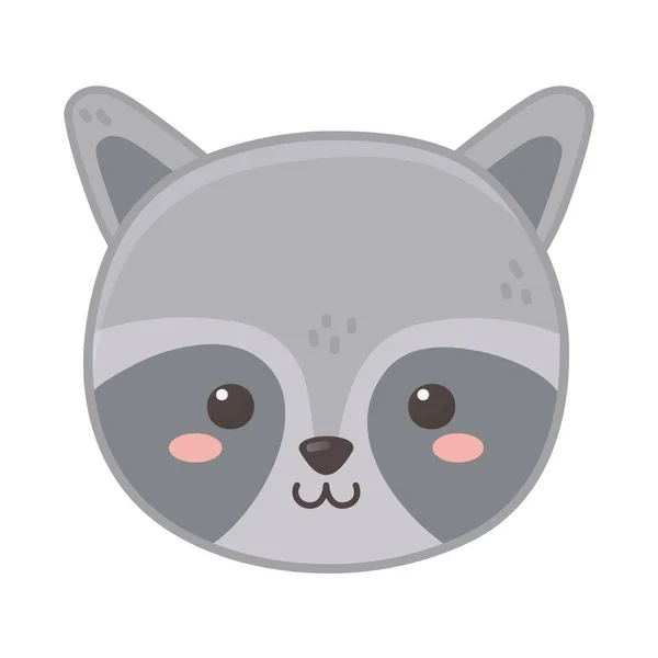 Bonito raccoon cabeça animal no fundo branco — Vetor de Stock