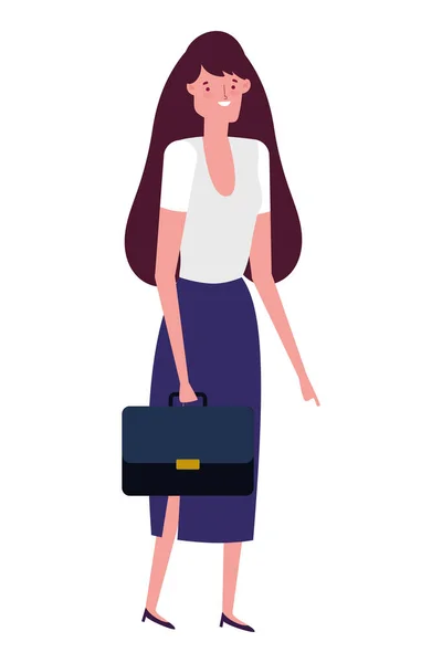 Businesswoman avatar with suitcase design vector illustration — Stockvektor
