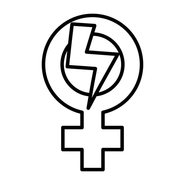 Símbolo de género femenino con un estilo pop de rayo de trueno — Vector de stock