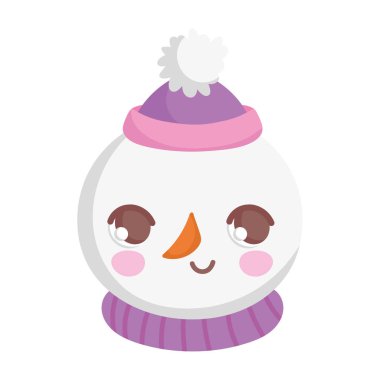 Şapkalı ve eşarplı tatlı kardan adam Mutlu Noeller