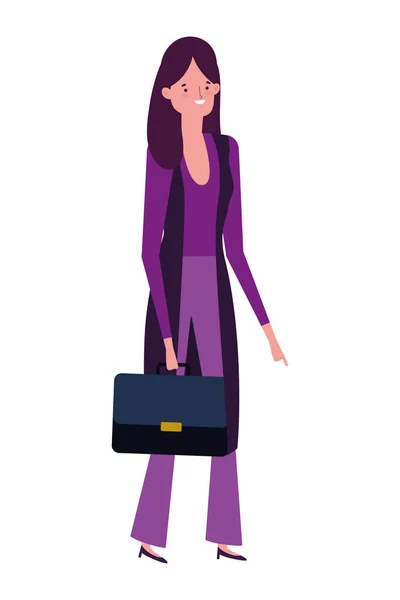 Businesswoman avatar with suitcase design vector illustration — ストックベクタ