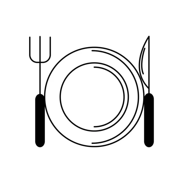 Restaurant furculiță cuțit vacanță pictogramă de călătorie — Vector de stoc