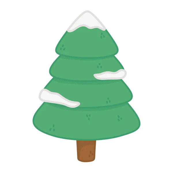 Pine tree with snow decoration merry christmas — стоковый вектор