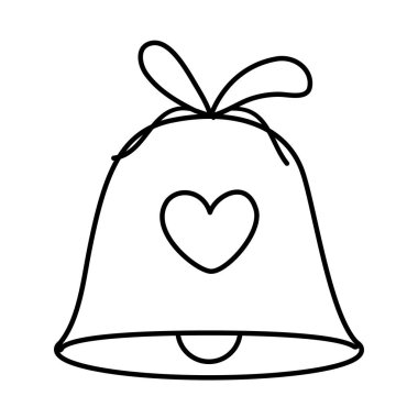 bell with heart ribbon decoration merry christmas line style
