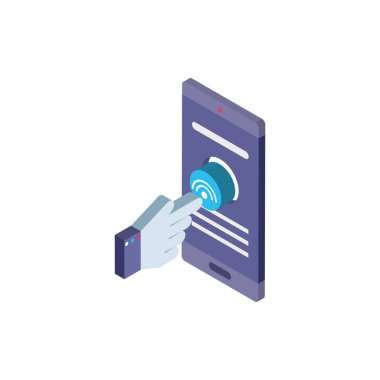 Dijital akıllı telefon izometrik ikon vektör tasarımı