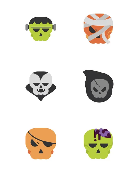 Set of icons trick or treat happy halloween — Vector de stock