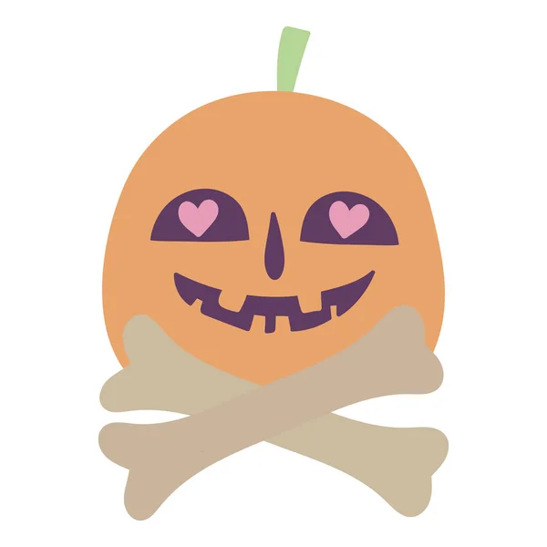Happy halloween celebration pumpkin crossed bones — ストックベクタ