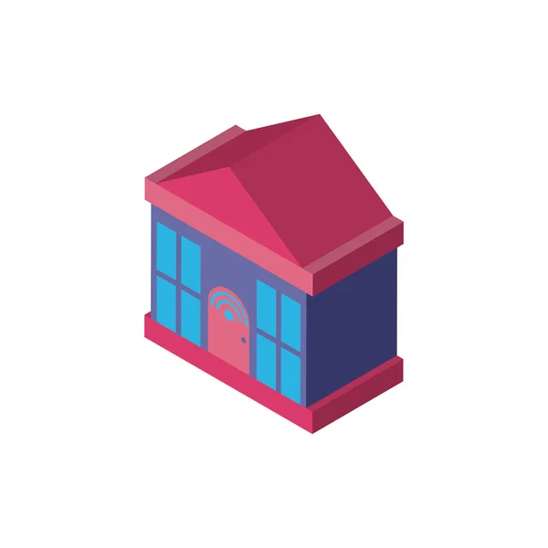 Digital house and wifi isometric icon vector design — Vetor de Stock