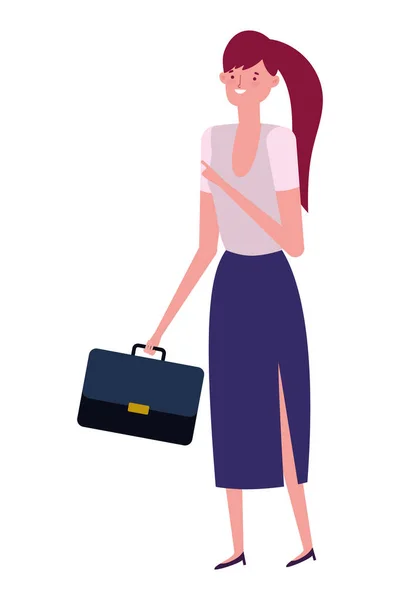 Businesswoman avatar with suitcase design vector illustration — стоковый вектор