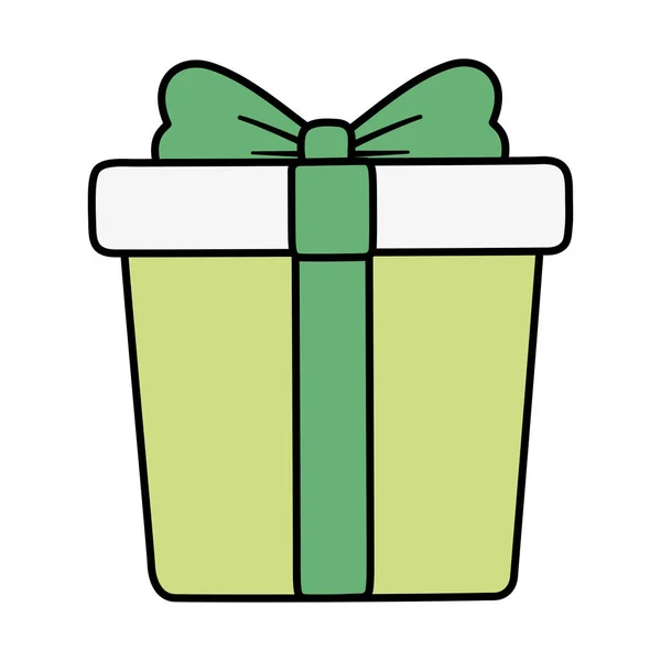 Caja de regalo envuelta en la decoración inclinada de las navidades navideñas. — Vector de stock