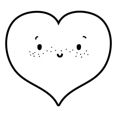 İzole kalp karikatürü tasarım vektör çizimi