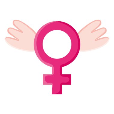 female gender symbol with wings pop art style