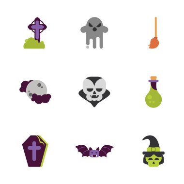 set of icons trick or treat happy halloween