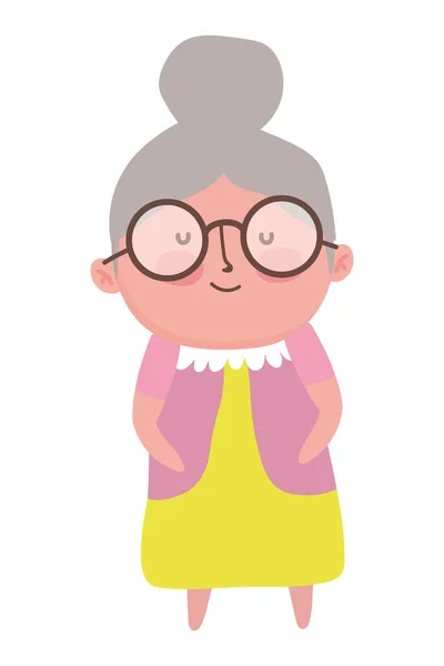 Ilustración vectorial de diseño de dibujos animados de abuela — Archivo Imágenes Vectoriales