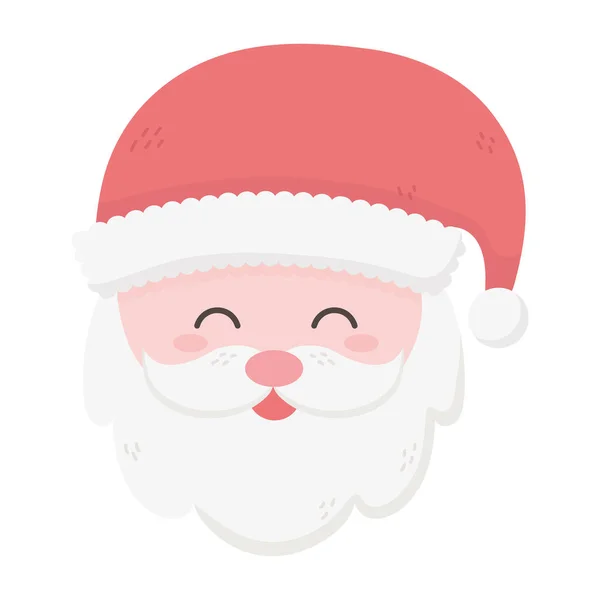 Santa claus face stars snow merry christmas card. — Vector de stock