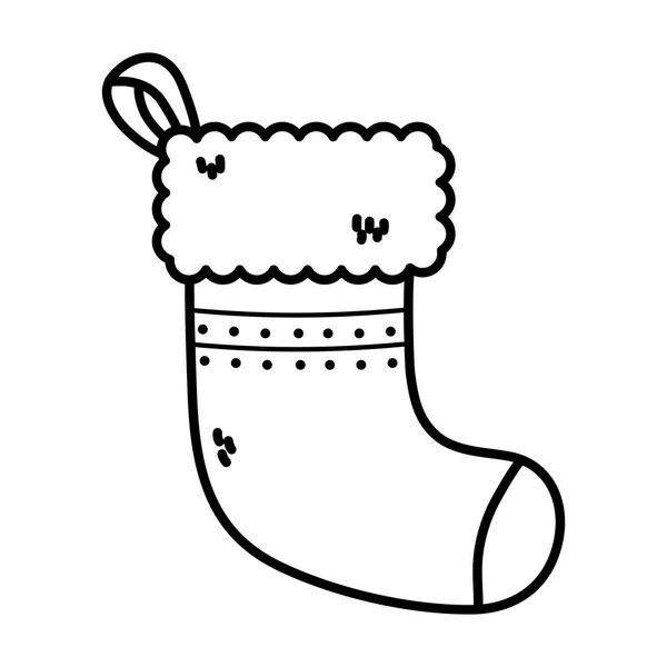 Sock decoration joyeux Noël épais ligne — Image vectorielle